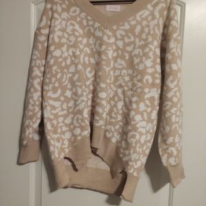 Pink Lily V-neck animal print sweater